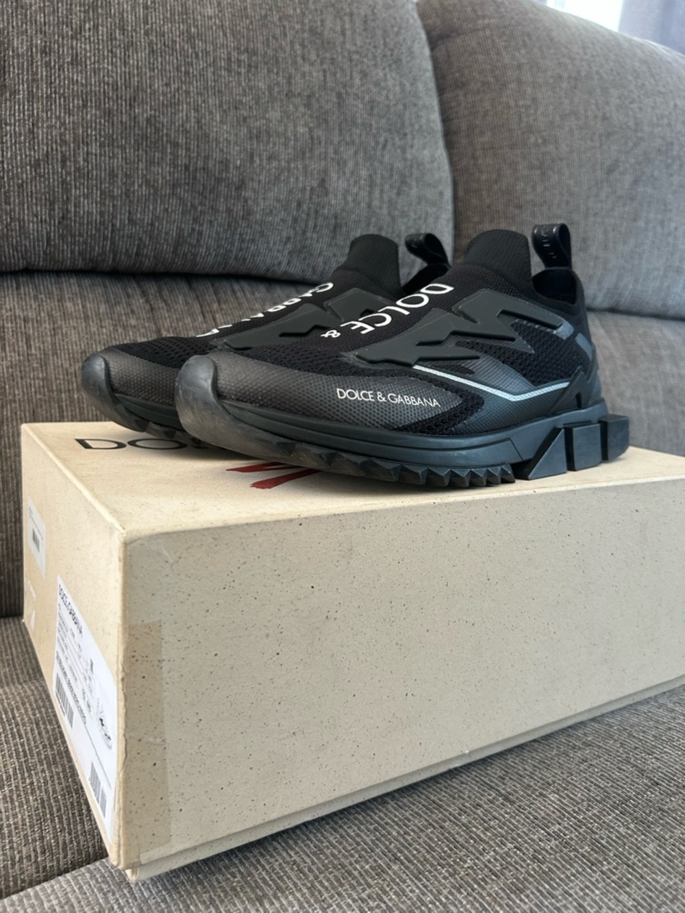 Dolce & Gabbana Men’s Black Slip-On Mesh Sneakers